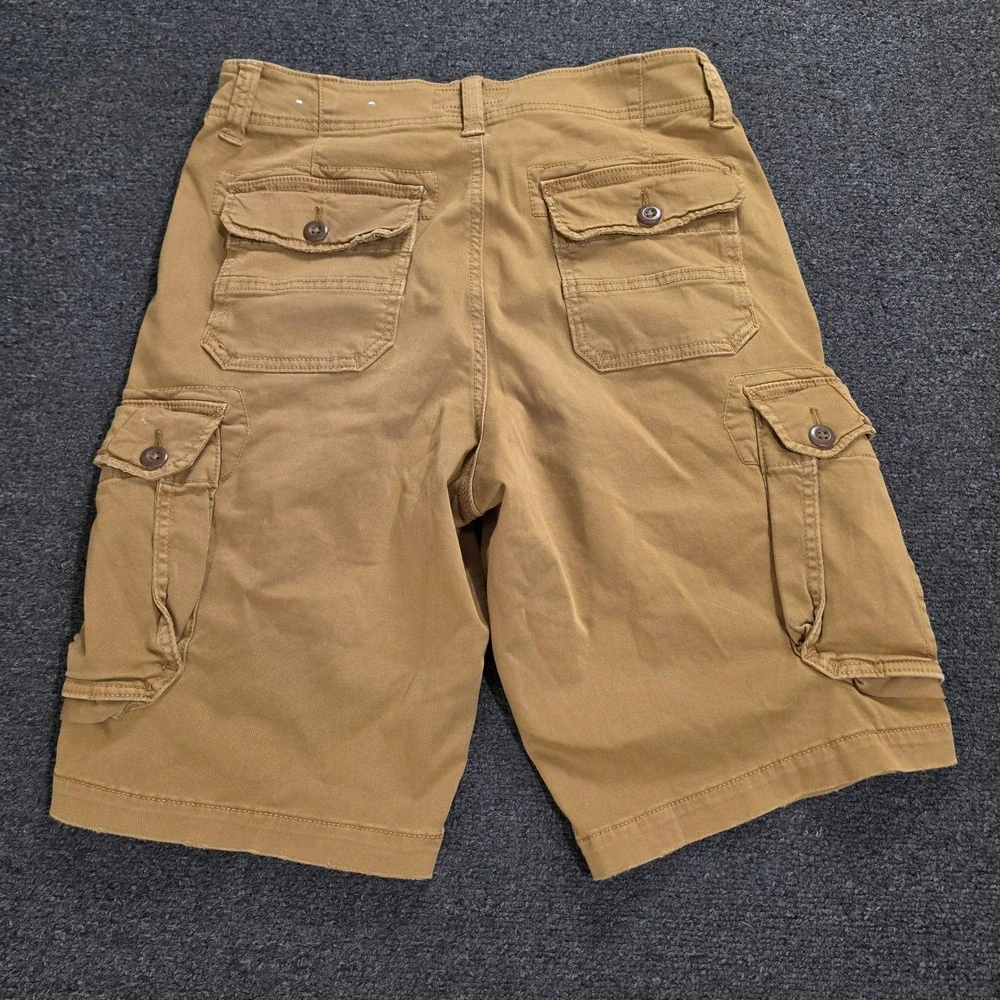 Y2k American Eagle Cargo Shorts Mens 30 Tan Extreme Flex Longer Length Utility